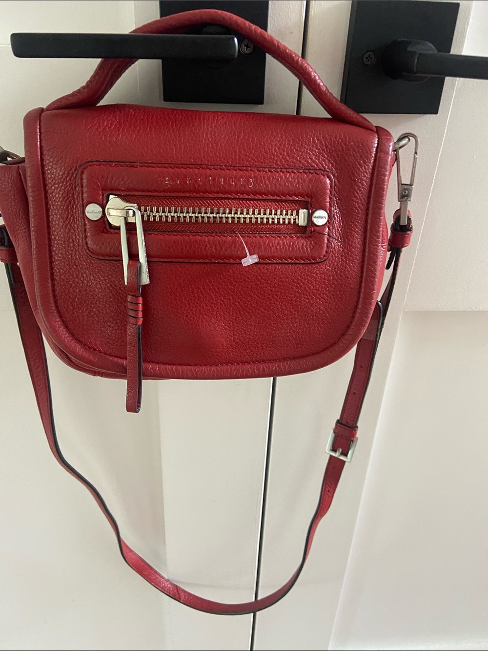 Sanctuary Red Leather Crossbody with Top Handle and Front Zip/ vintage